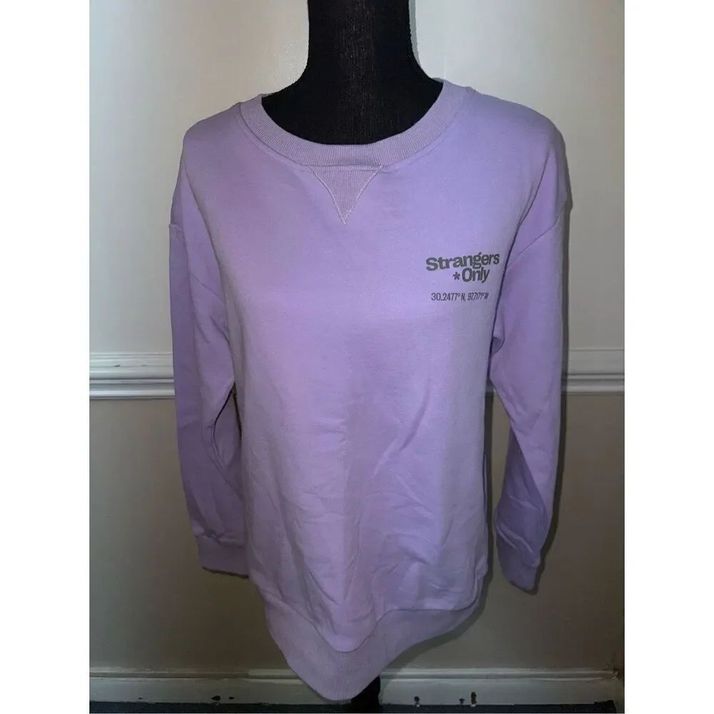 Strangers Only Purple Sweatshirt Size Medium
